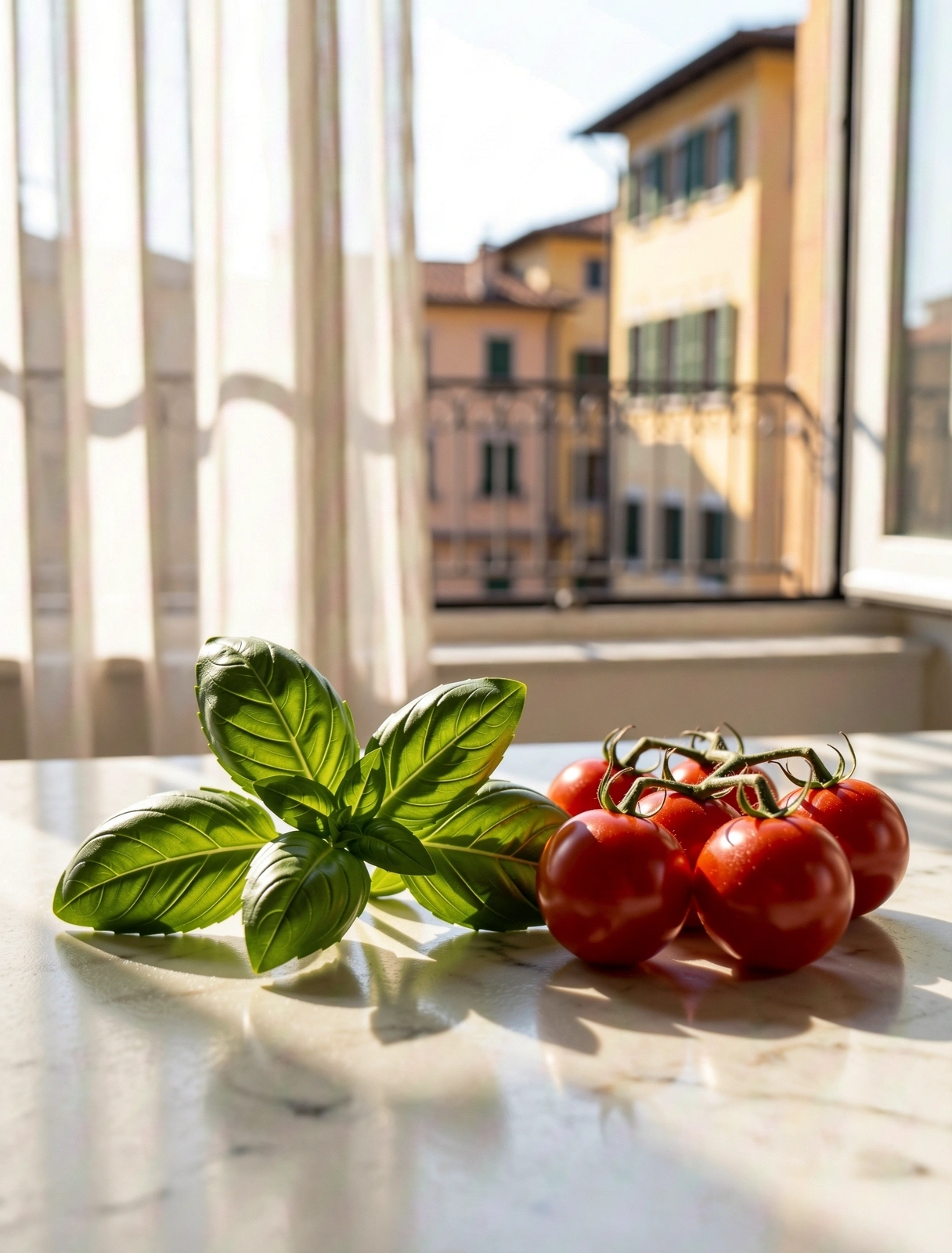 Ingredienti freschi in luce naturale